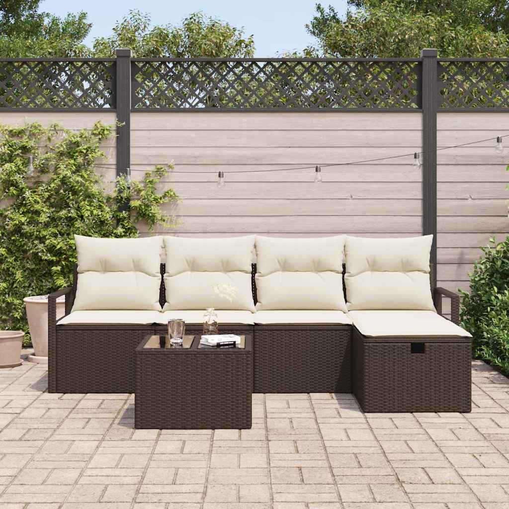 Garten-Sofa-Set 6 pcs Braun und Creme 230 x 117 x 85 cm